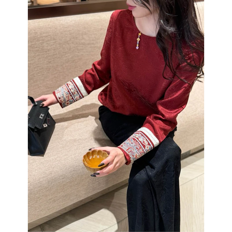 深圳南油高端女装欧洲站2025早春新款欧货复古提花衬衫轻奢上衣女