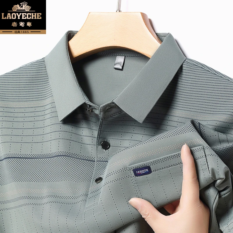 老爷车爸爸夏装短袖洋气t恤男士冰丝polo衫真口袋上衣L1228