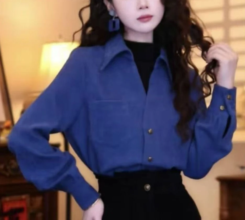 2025秋冬款港味复古气质设计感假两件长袖上衣女高端外穿内搭衬衫