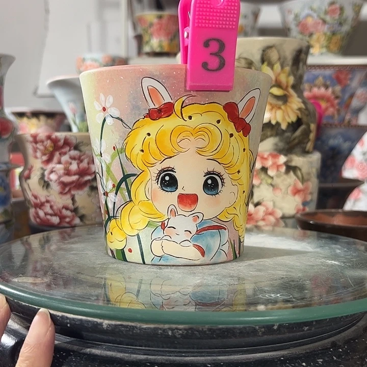 景德镇幸运花盆手绘韩式花盆