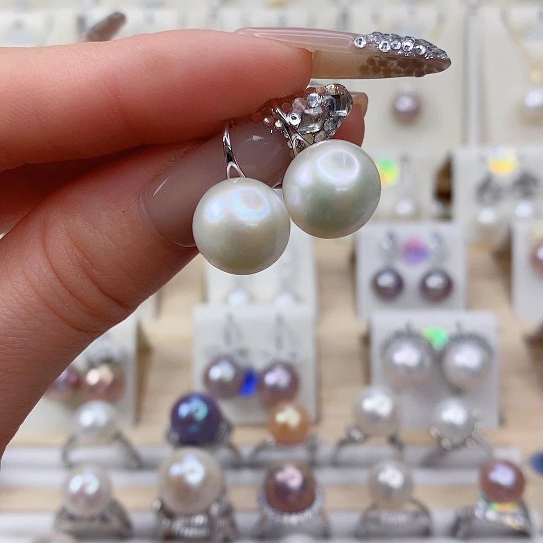淡水珍珠耳饰银S925镶嵌