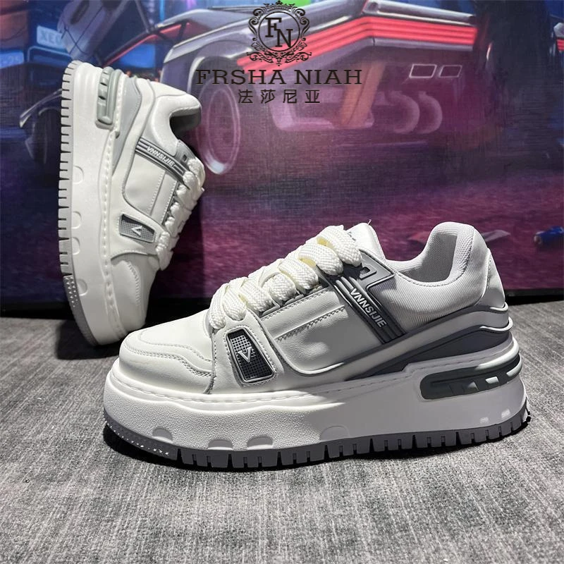 法莎尼亚时尚拼色板鞋舒适耐磨新款小胖丁男鞋轻奢百搭增高休闲鞋