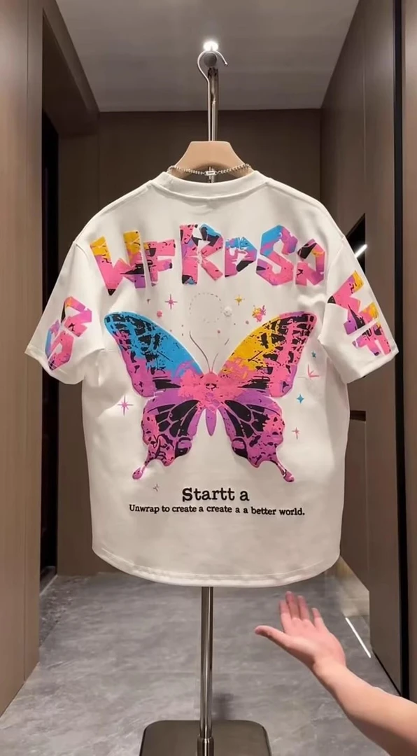 2025年夏季新款男士潮牌半袖印花刺绣彩绘美式休闲时尚短袖T恤