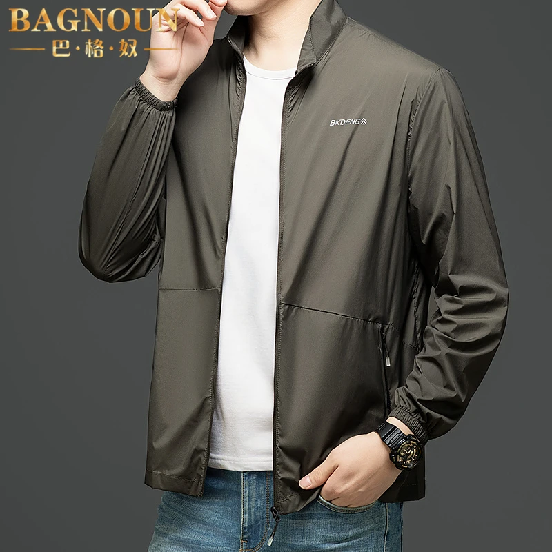 巴格奴夹克男士夏季新款时尚立领冰丝防晒衣简约百搭薄款休闲外套