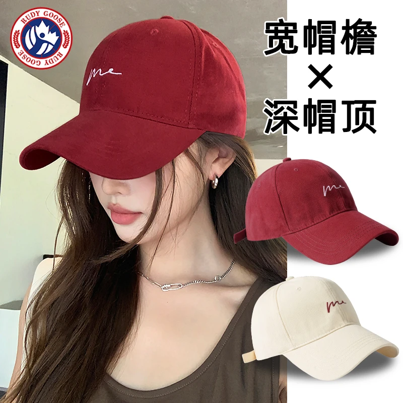 RUDY GOOSE酒红冬大头围棒球帽女2025加大加深显脸小宽帽檐鸭舌帽
