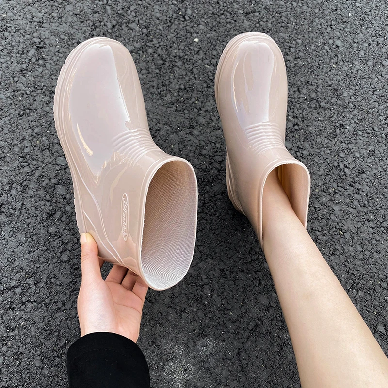 女士短筒雨鞋防滑耐磨成人防水鞋厨房工作胶鞋简约舒适女款雨靴