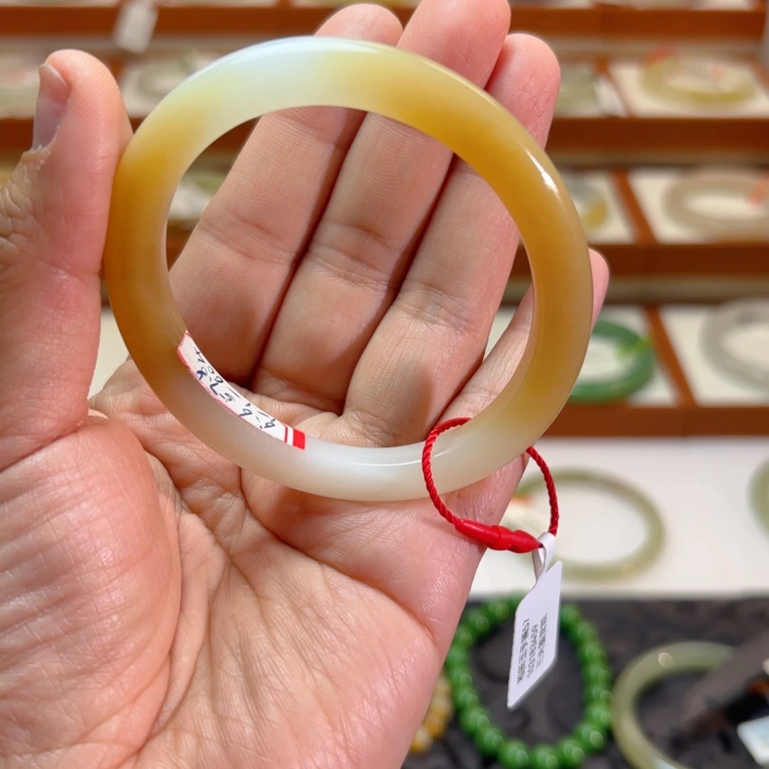 和田玉未镶嵌手镯新疆且末糖白贵妃特色手镯一镯两戴