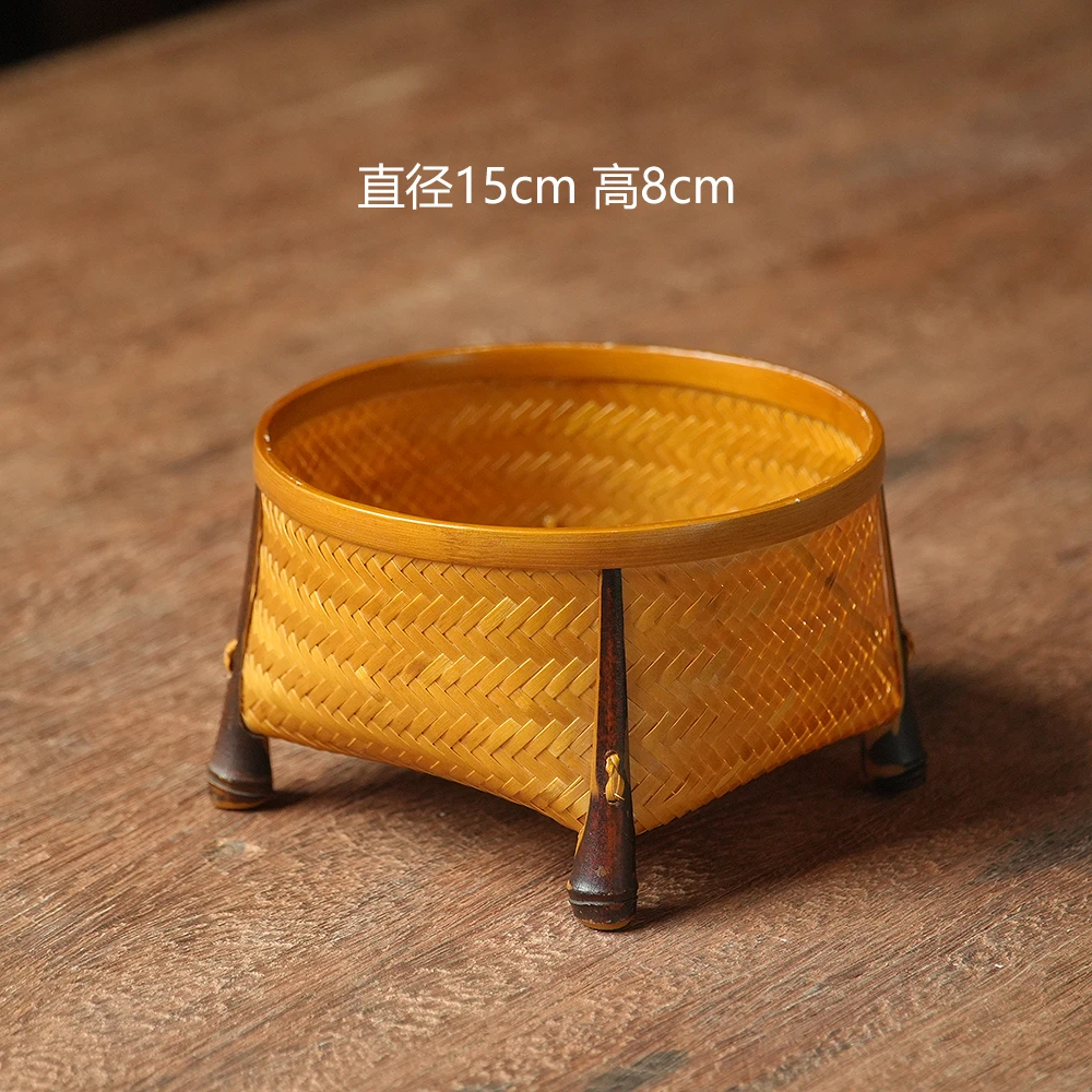 非遗竹编筐特色竹手工艺筐茶点茶具收纳篓水果点心竹篮 可心竹筐
