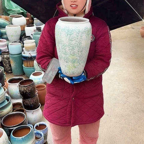 口17高33瑕疵口裂盆子