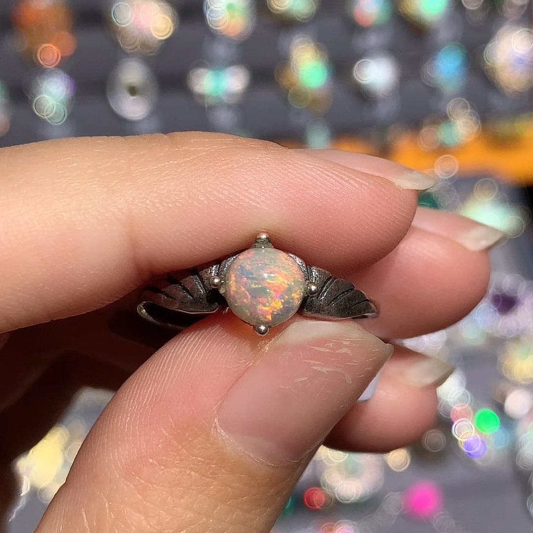 欧泊银S925镶嵌欧泊戒指y