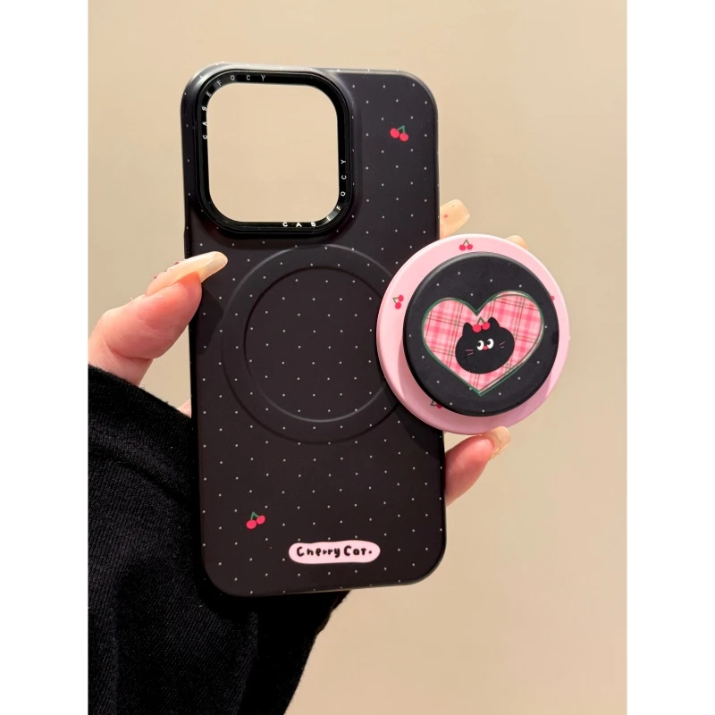 适用苹果iphone16promax波点猫咪15pro磁吸14pro支架13菲林手机壳