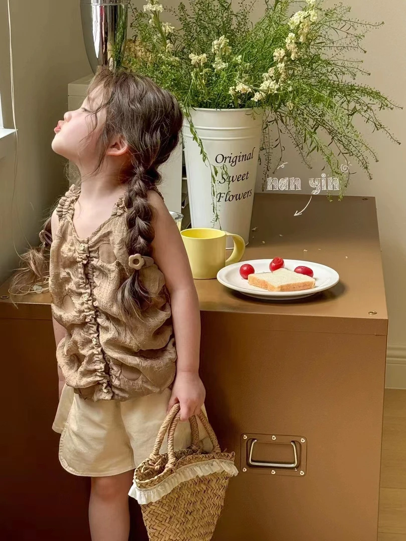 夏款实拍无模特休闲套装女宝女小童运动韩版夏季