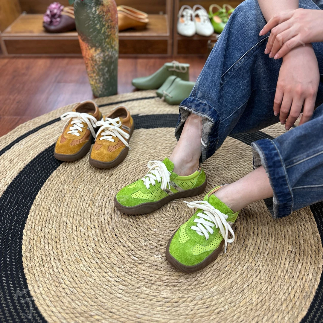 （清货）手工复古休闲运动鞋春夏季透气软底拼色系带女鞋HA1312