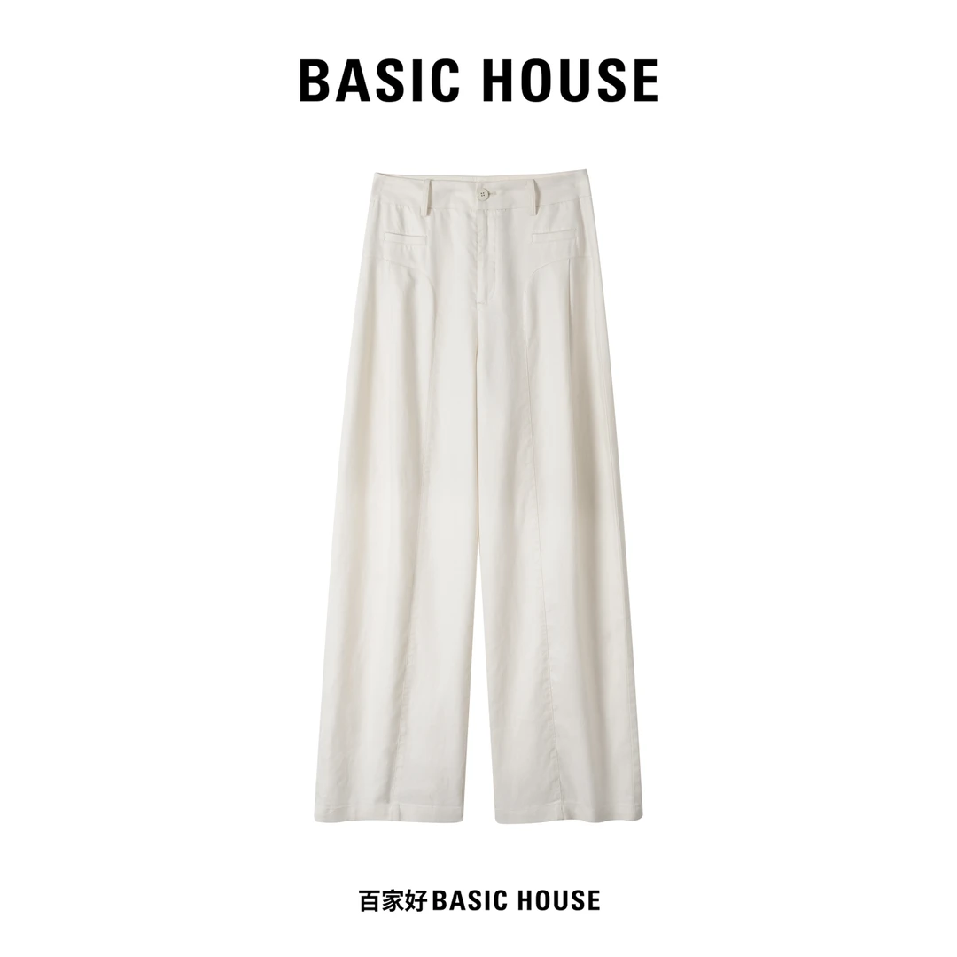Basic House/百家好2025年新款高腰潮流设计师款直筒裤4532 MM