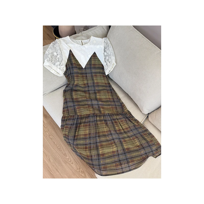 2025夏季新款摩登派对拼接假两件连衣裙