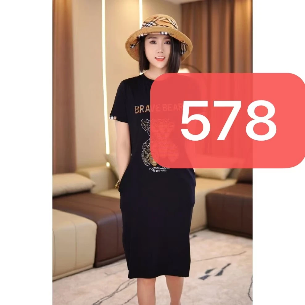 578-夏季款小熊烫钻休闲连衣裙
