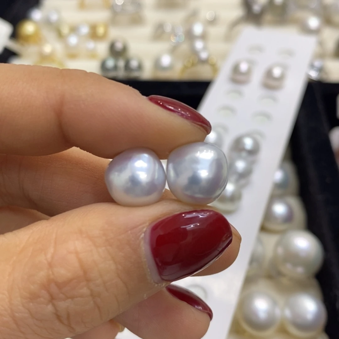 海水珍珠耳饰银S925镶嵌小***柔