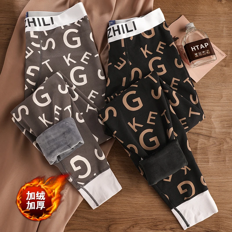 新款男士纯棉加绒加厚保暖裤男生秋裤青年秋冬季舒适棉毛裤打底裤