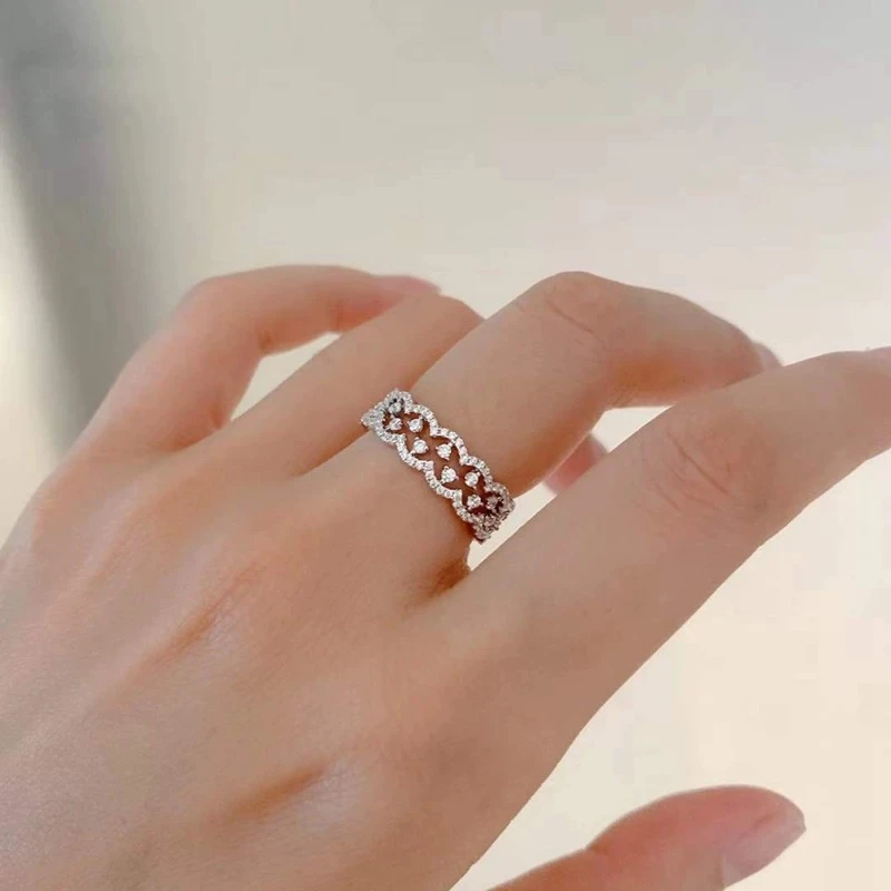 铜合金戒指 花边蕾丝轻奢戒指高级感叠戴气质小众开口指环F2228