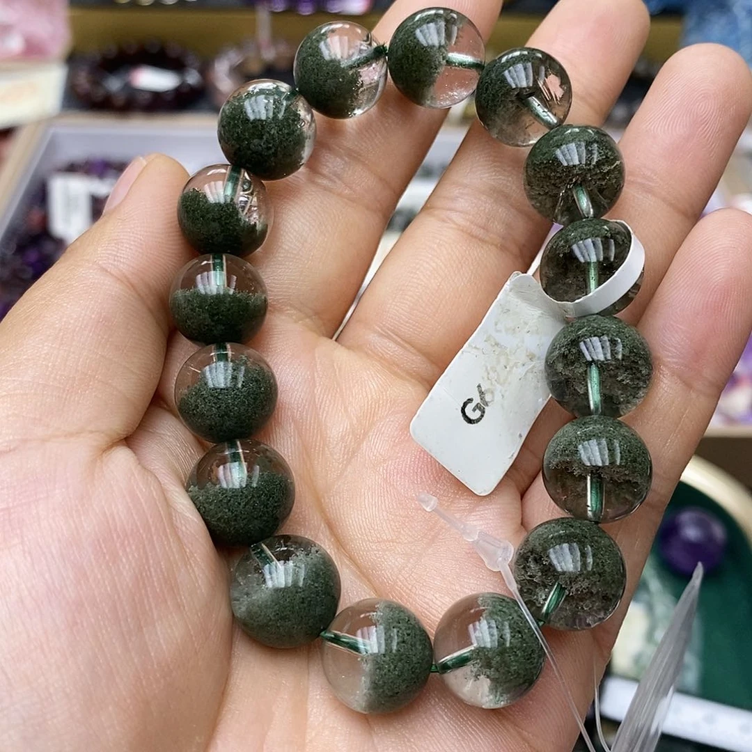 未镶嵌手链水晶G622绿幽灵12+