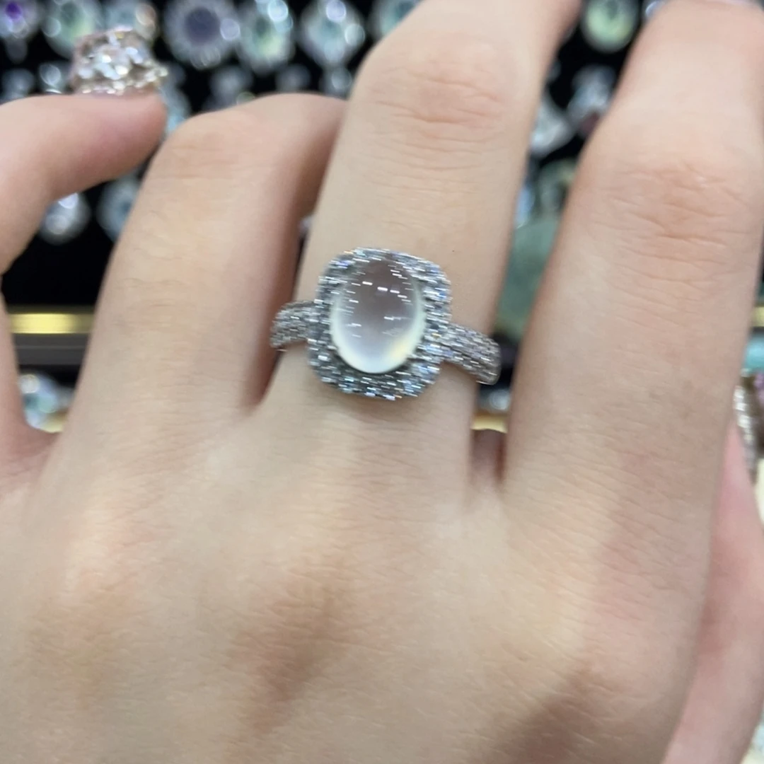 蛇纹石玉银S925镶嵌戒指