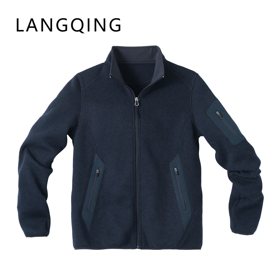 浪清/女装推荐 塞西莉加绒藏蓝色户外休闲外套43285#