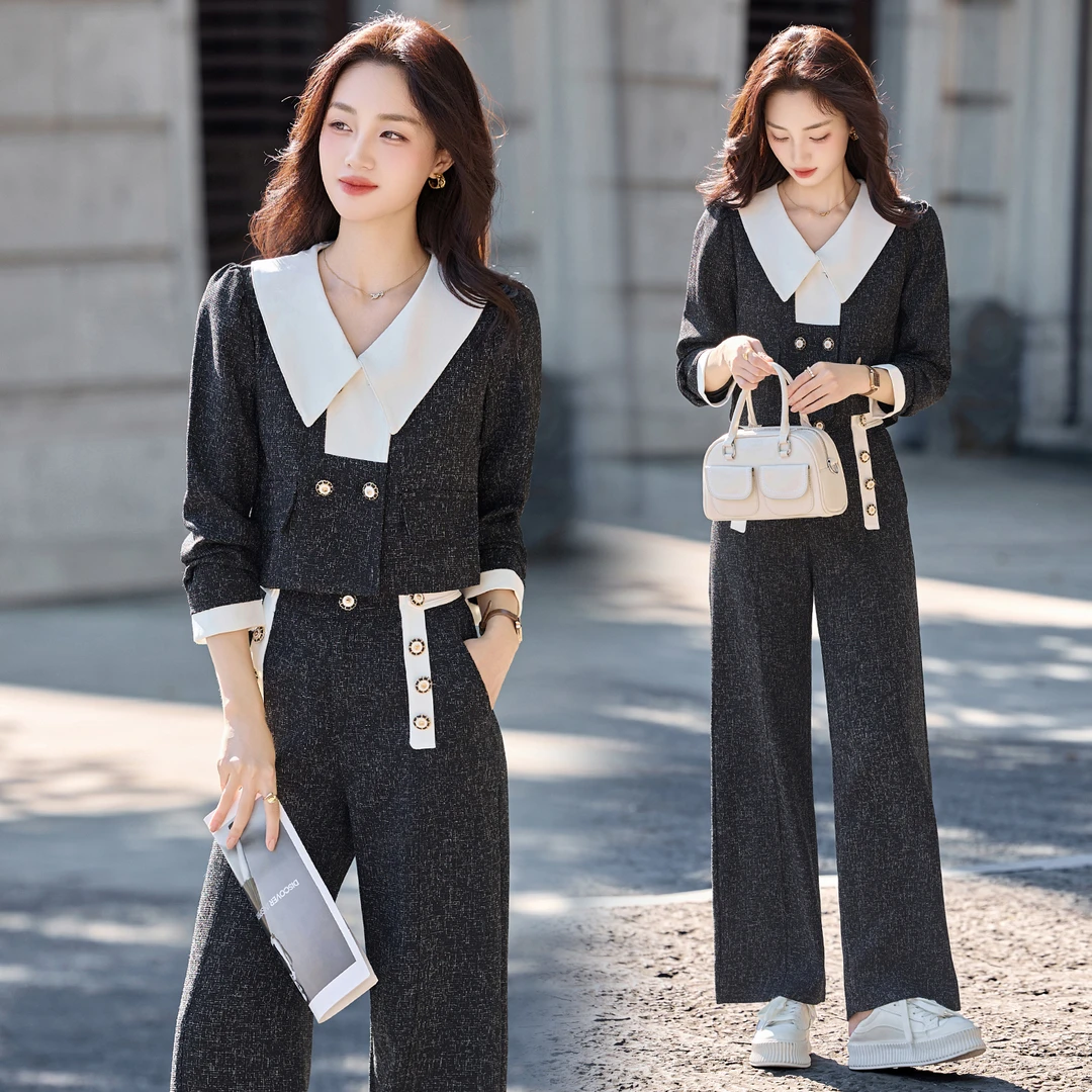 时尚小香风两件套装女装秋季薄款2025年新款薄款名媛气质阔腿裤子