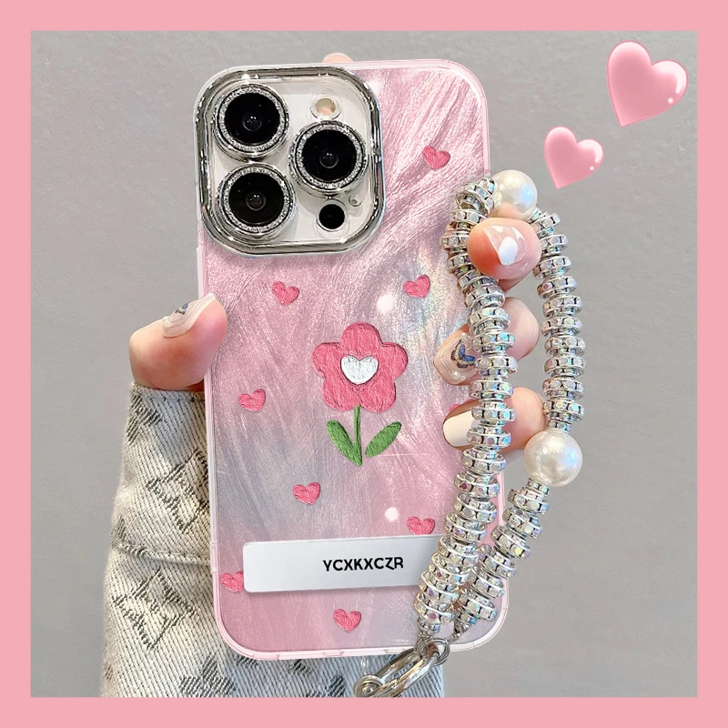爱心花朵手机壳适用于苹果16/oppo华为vivo小清新流行创意网红新