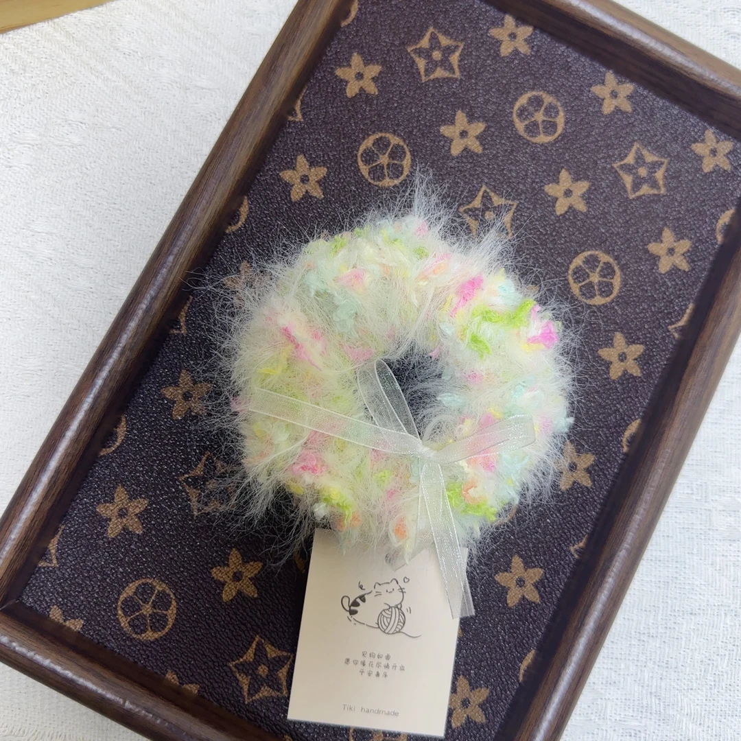 手工钩织超美日韩原创设计甜美风手工女发绳发圈毛绒秋冬发饰