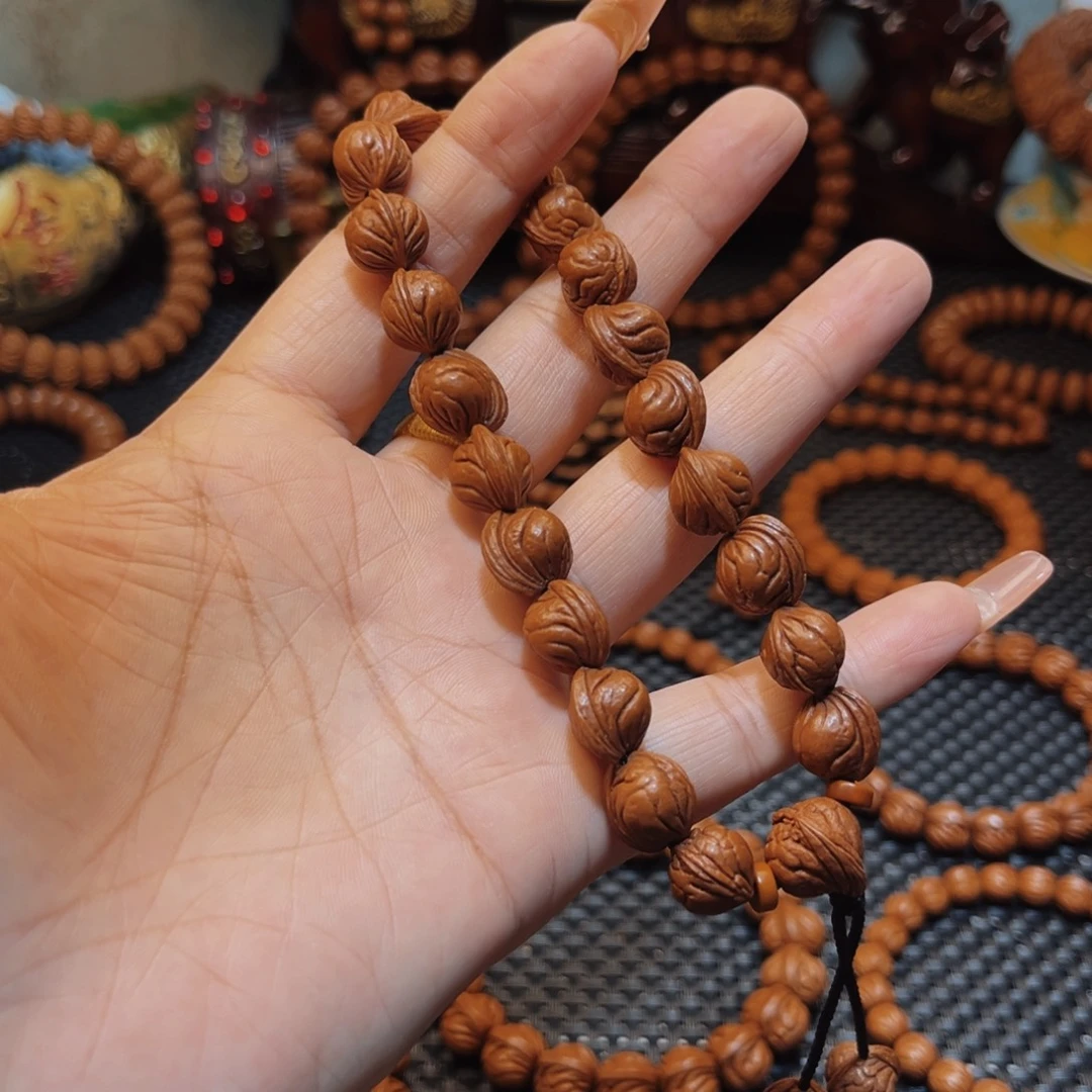 桃核手串12全品无修玉龙脊小手捻