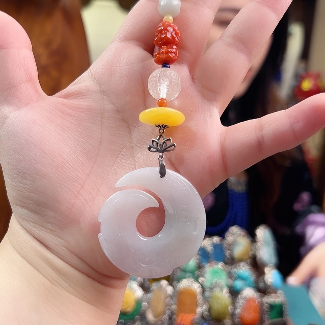 翡翠银S925镶嵌挂件包挂