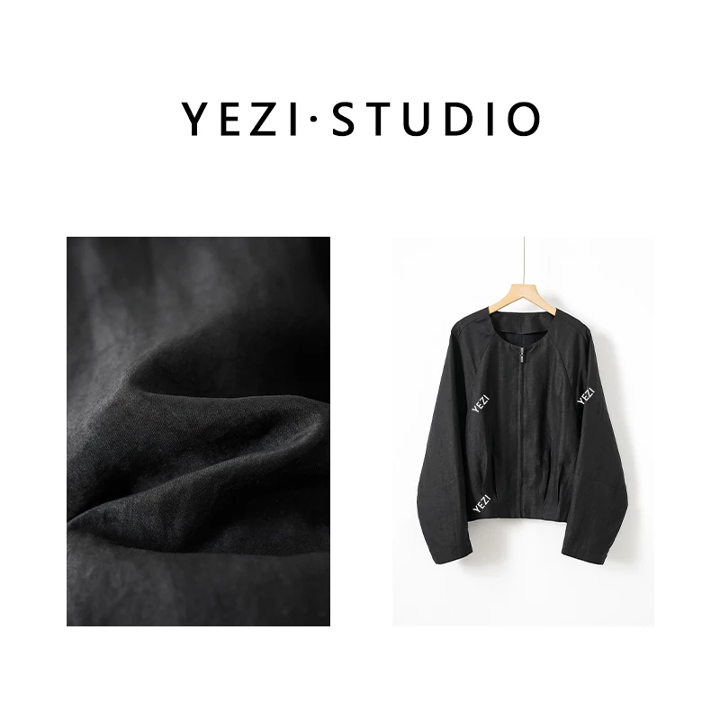 【时光之美】香云纱时尚显瘦百搭圆领夹克宽松薄外套25205002