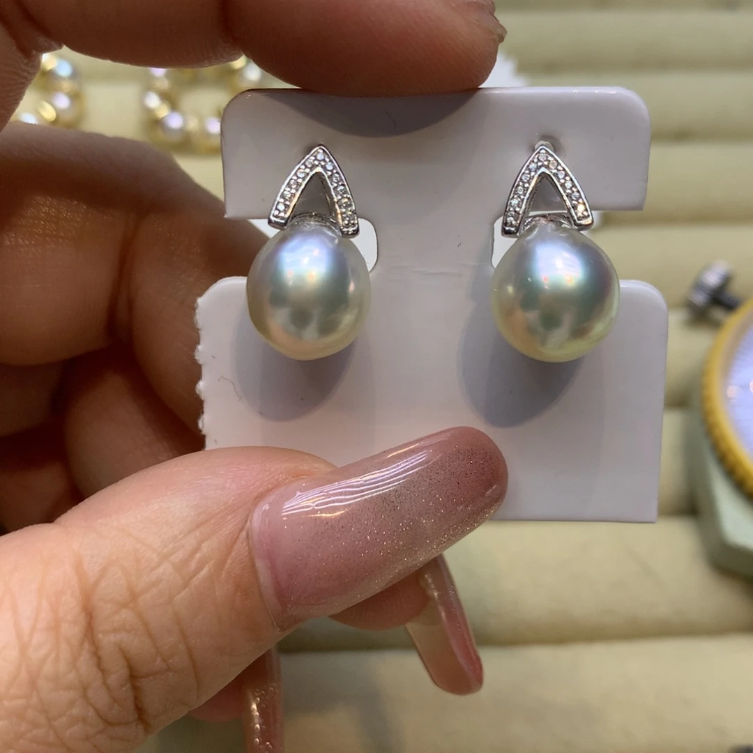 银S925镶嵌耳饰海水珍珠