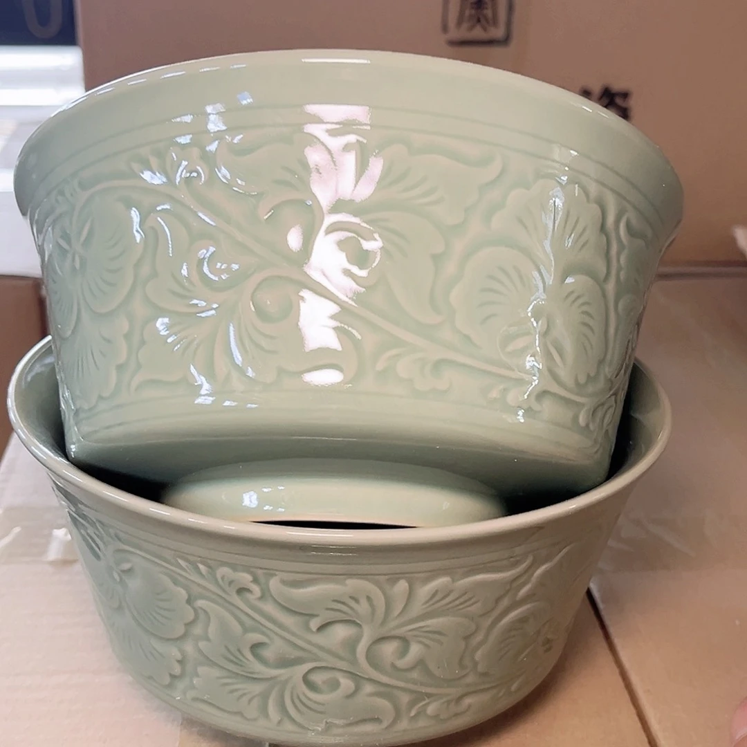 瓷微瑕 7 英寸梯形碗 2 只