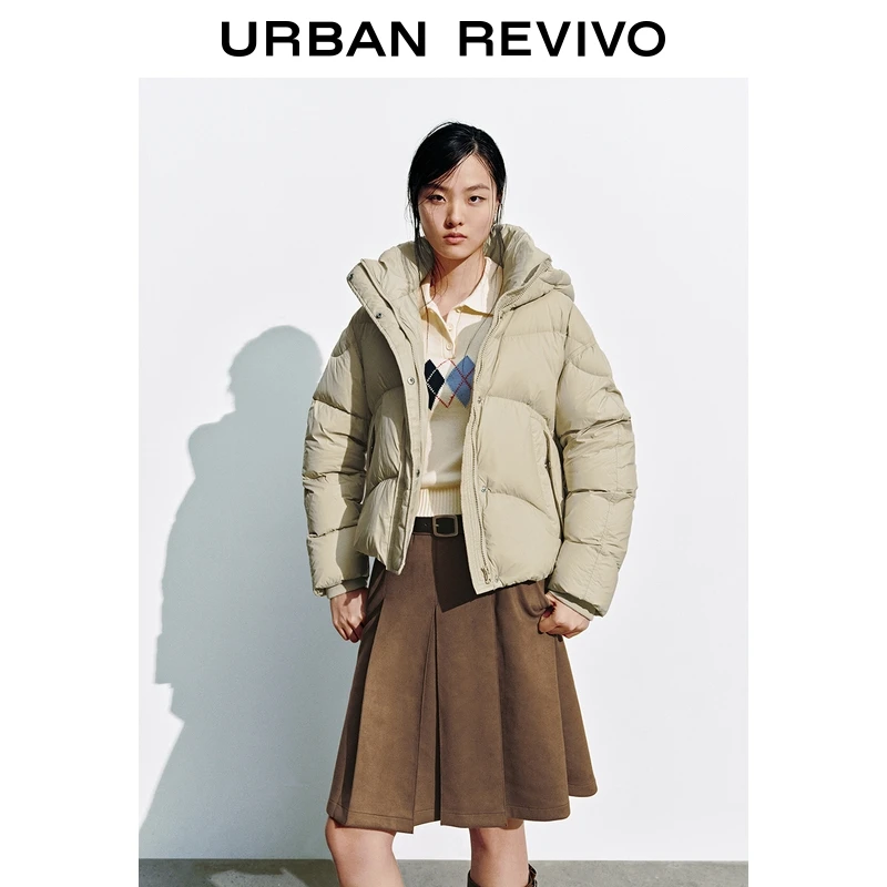 UR2025冬季新款女装休闲简约立领连帽绗缝羽绒服UYY150059