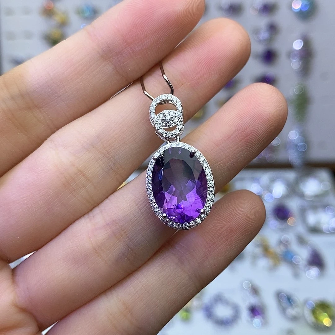 吊坠(不含链)银S925镶嵌紫晶（不含证书）