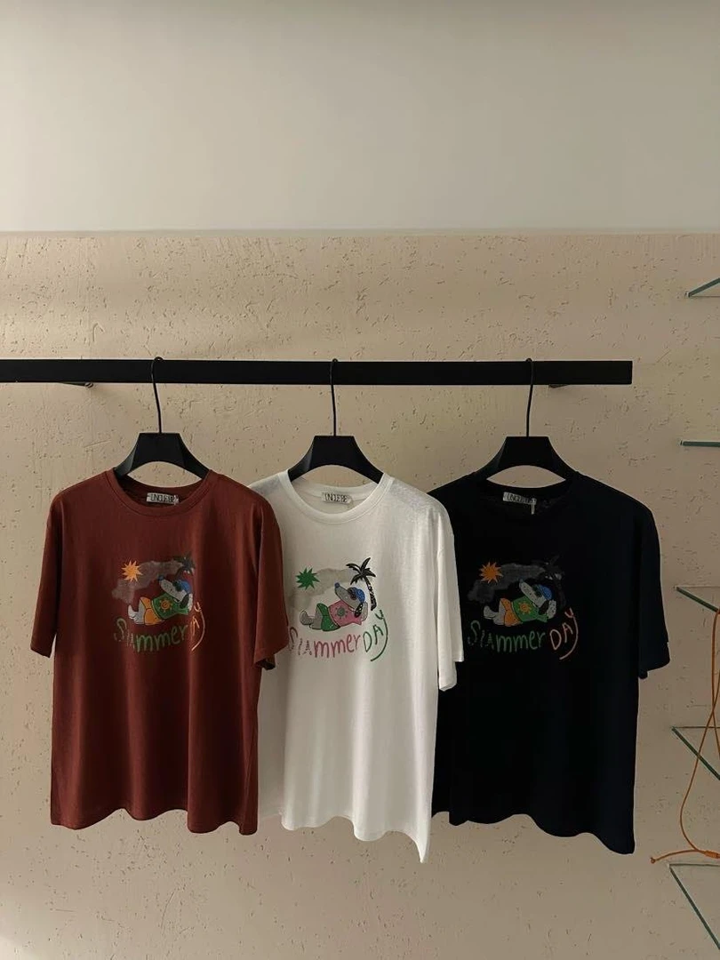 温柔瑶-Uncle Be#宽松百搭沙滩小狗印花短袖T#88060【福福】