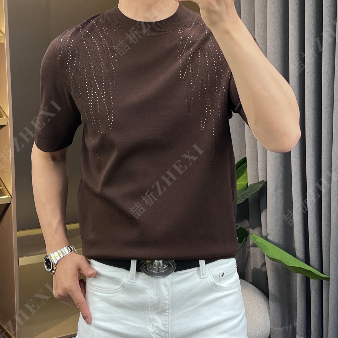 25秋季新款欧货休闲烫钻针织短袖高品质修身潮流