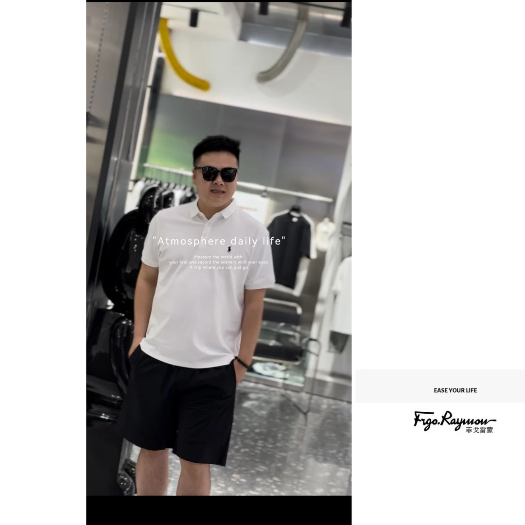 2025年夏季男士纯色logo刺绣商务休闲潮流百搭短袖翻领POLO 35039