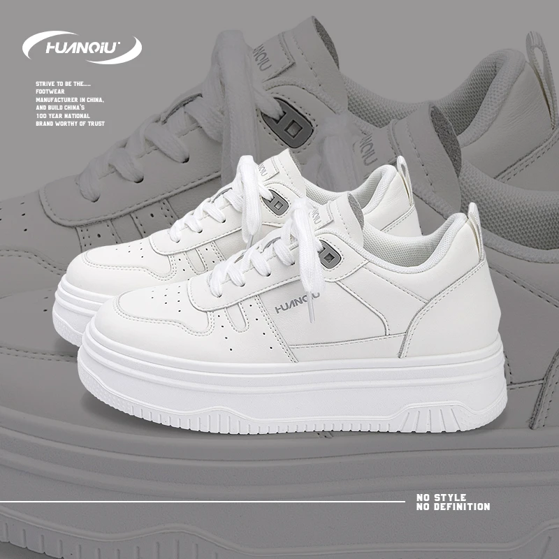 HUANQIU/环球厚底休闲小白鞋女鞋2025夏季新款增高舒适运动百搭鞋