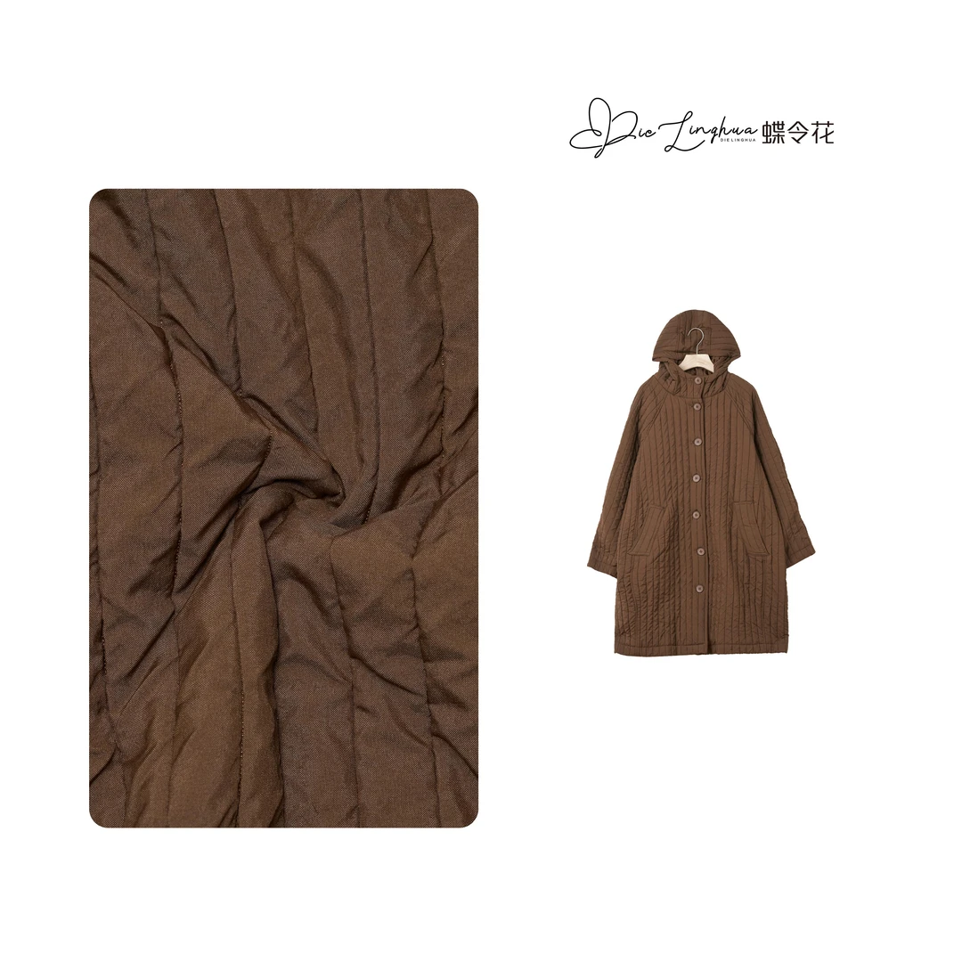 蝶令花秋冬季保暖连帽复古百搭休闲时尚简约中长款棉服外套241042