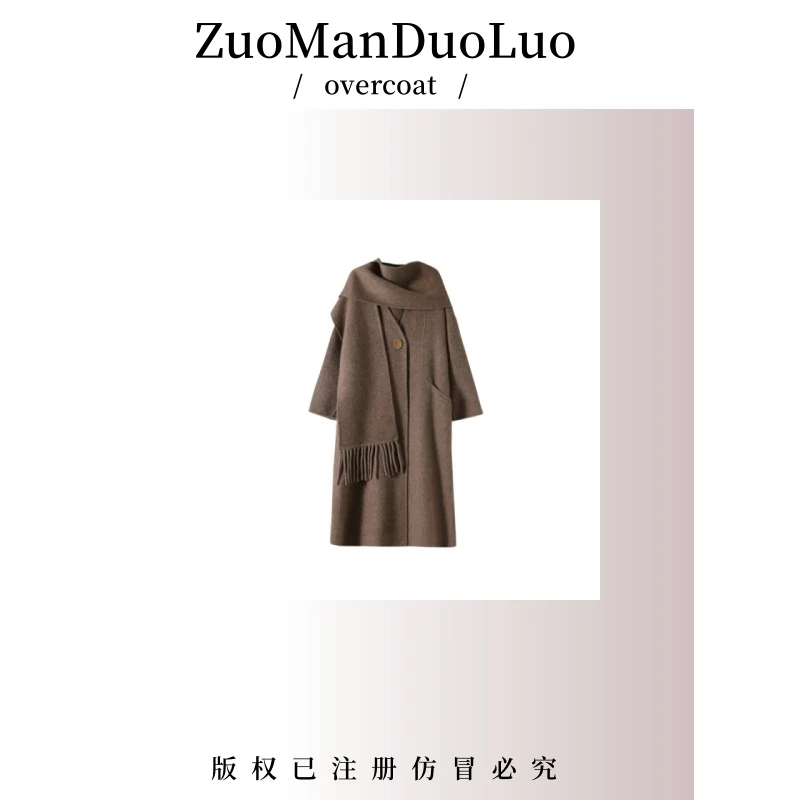 {气质轻奢款}赫本风双面呢大衣女围巾款3011