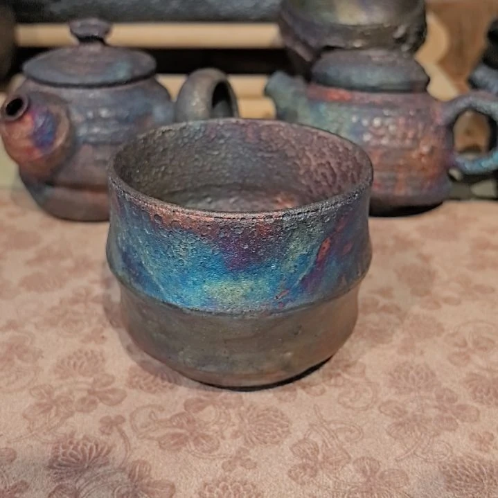 泥塑荥经非遗黑砂炫彩竹节杯