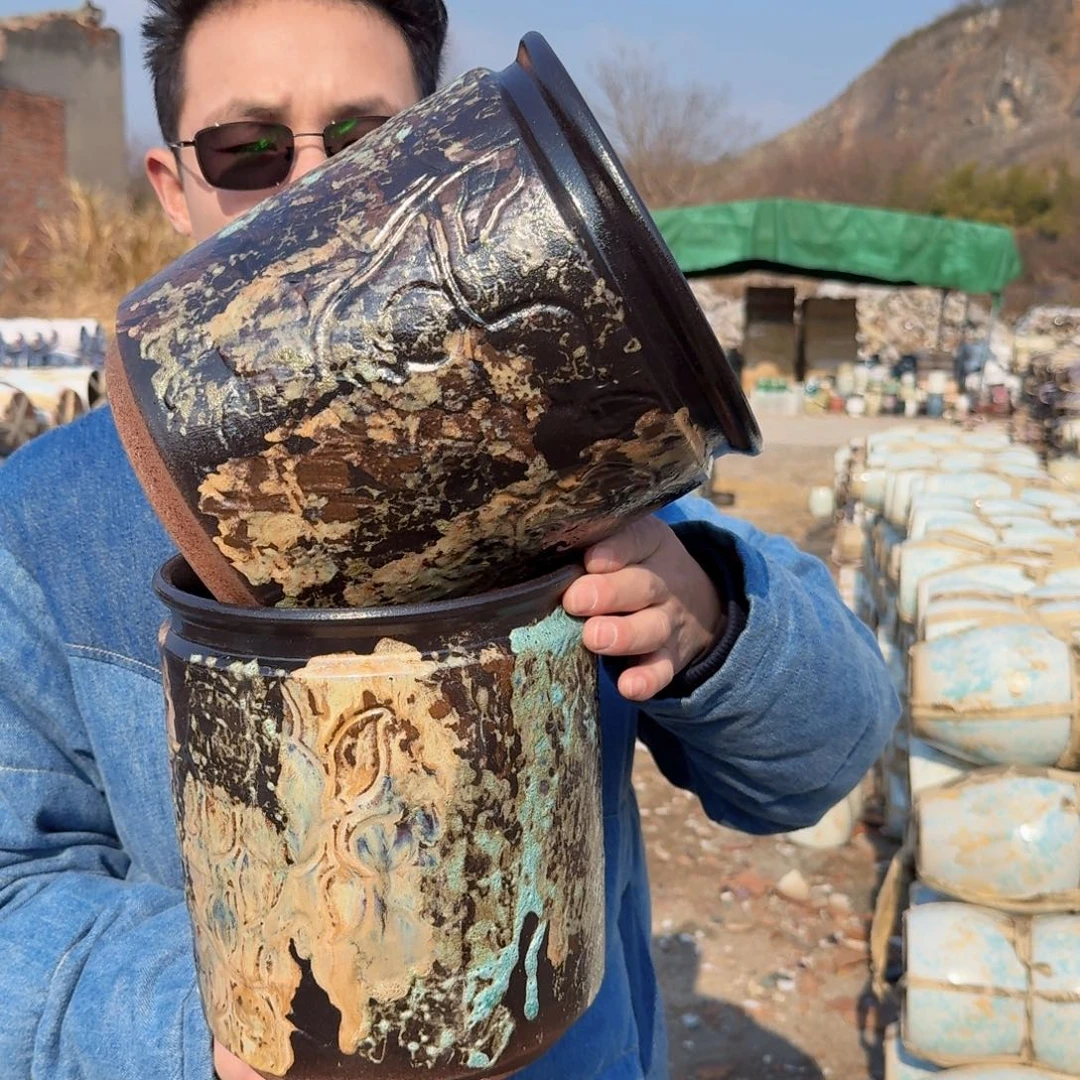 紫砂其他口21高23（两个石榴柴烧