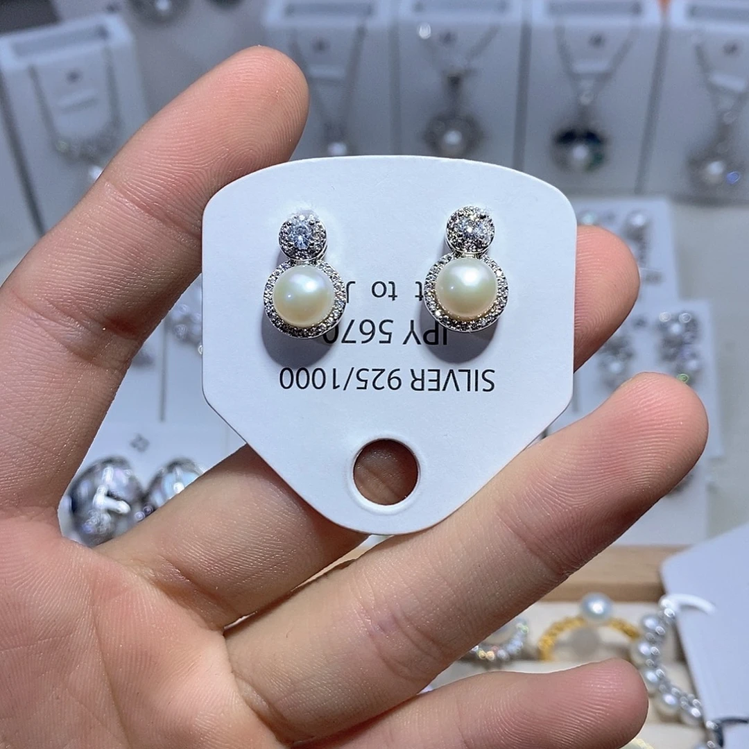 淡水珍珠耳坠银S925镶嵌