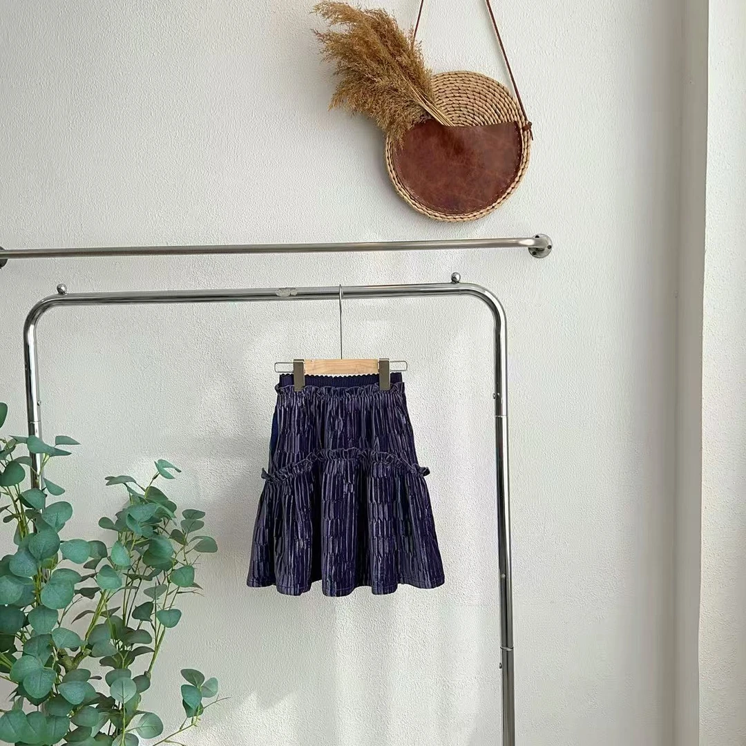 0063鸽紫色丝绒半裙