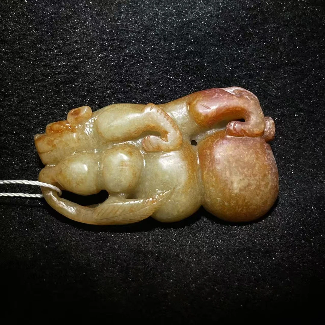 《清代》和田玉瑞兽抱福禄佩 山东国营文物商店 25122900577-11705