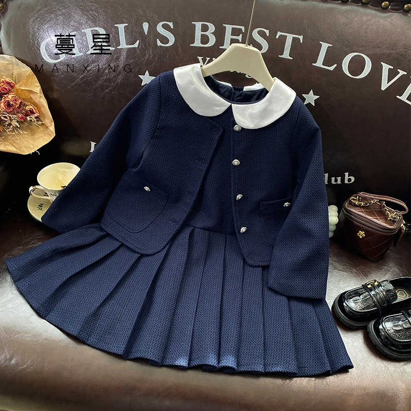 【清-现货】两件套女童甜美学院风套装Q24119