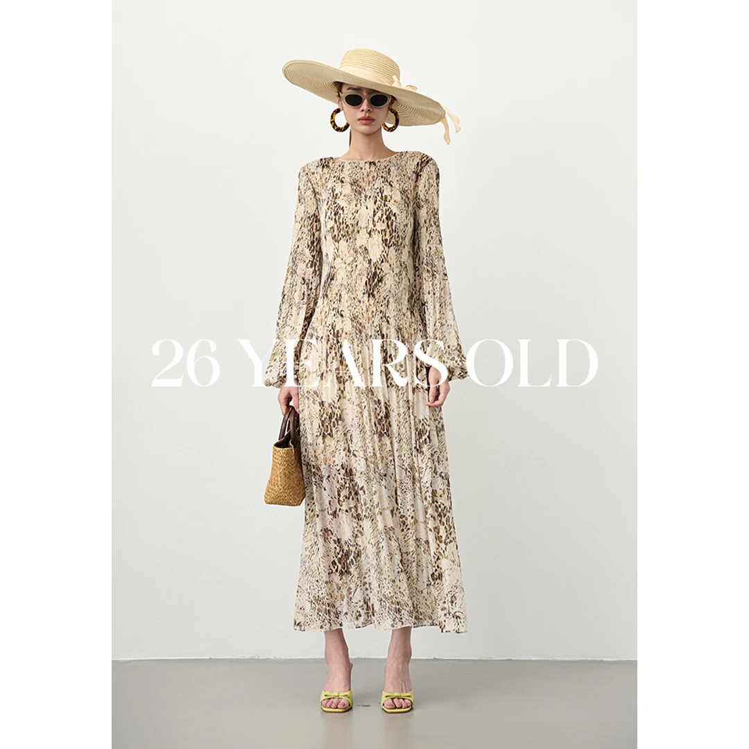 26YEARSOLD法式优雅复古灯笼袖碎花压褶气质显瘦连衣裙25SS-3084Z