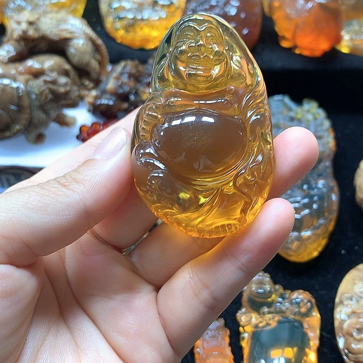 琥珀未镶嵌裸石佛吊坠